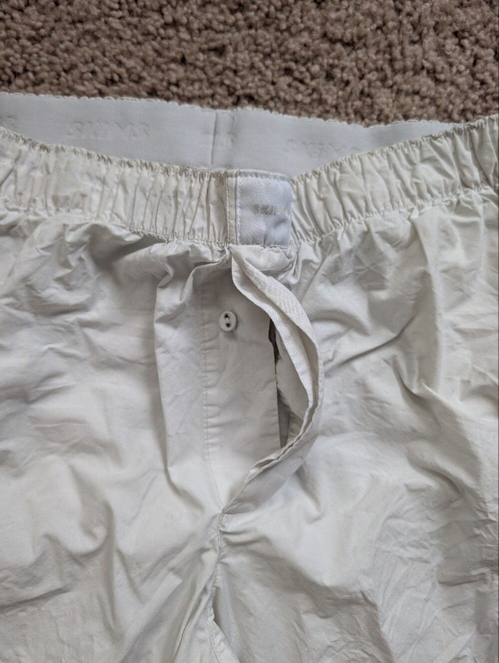 Skims Womens White Straight Leg Poplin Sleep Cotton Pull On Pants Size XS - Picture 5 of 11